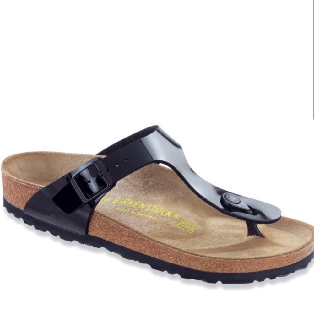 New Birkenstock Black patent Gizeh